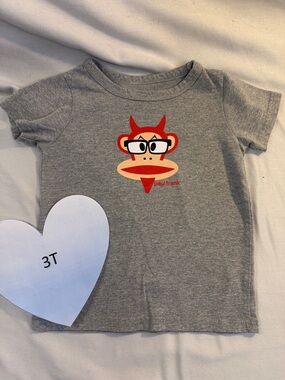 Paul Frank - Red and Gray Short Sleeve T-Shirt with Silkscreen Graphic